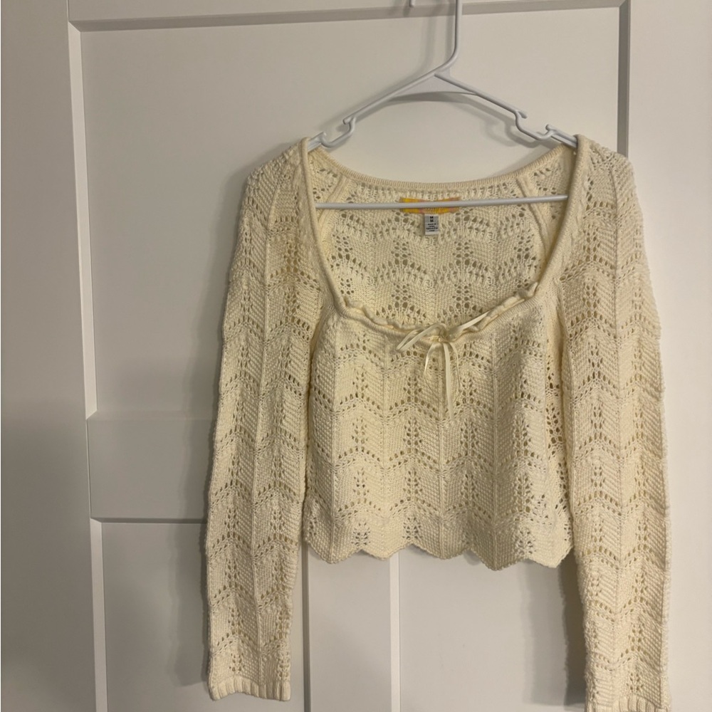 URBAN OUTFITTERS SWEATER BOHO CROCHETED Y2K CROPPED COQUETTE WOMEN SIZ MEDIUM